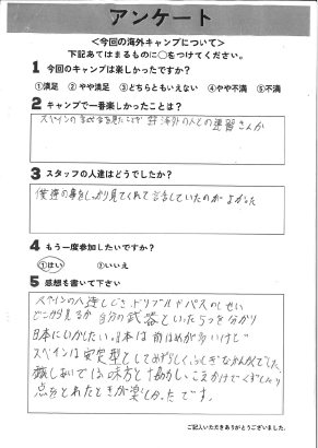 選手の感想：年齢13歳